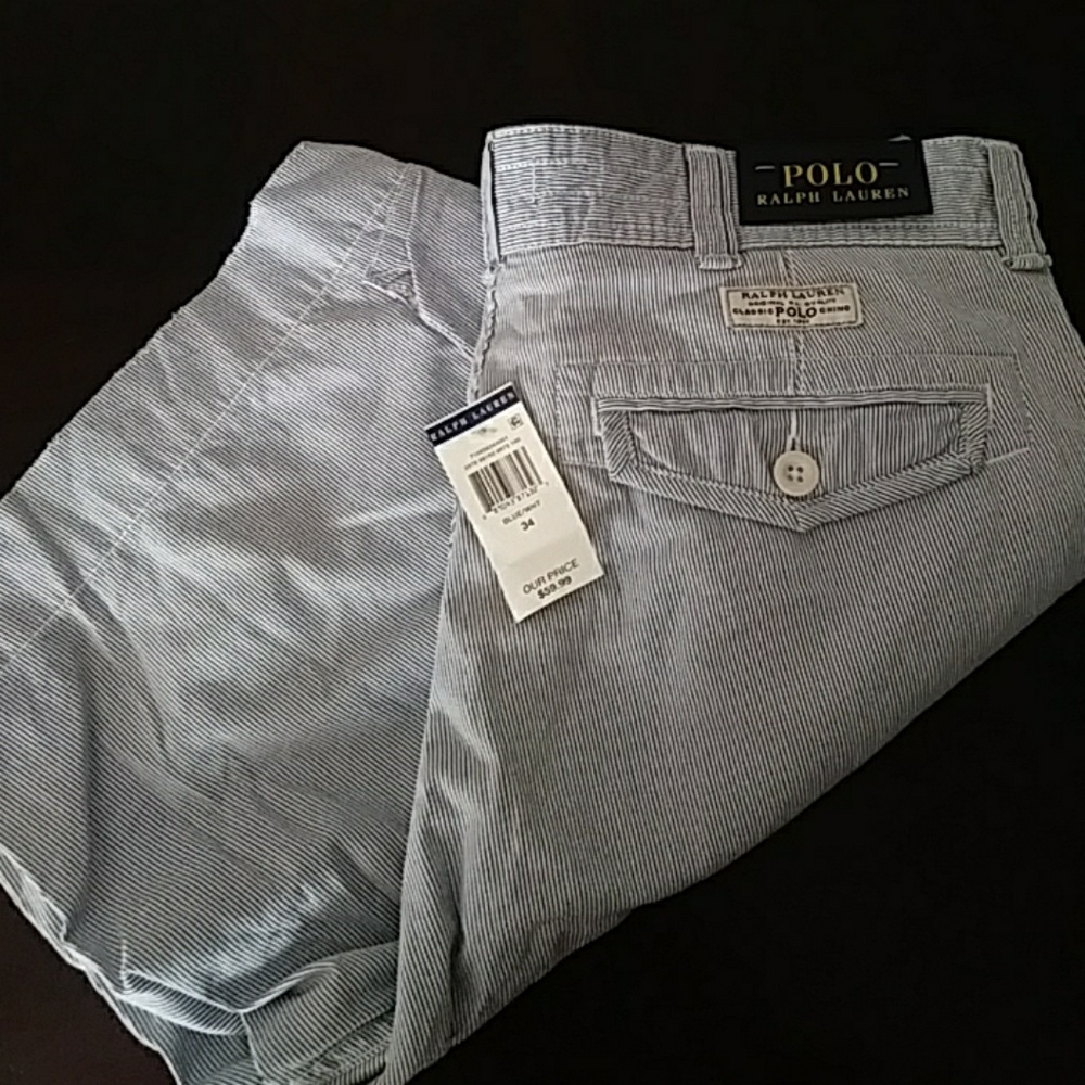 Polo ralph lauren cargo shorts 34 light blue n whi